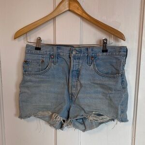 Levi's Light Blue Distressed Jean Shorts